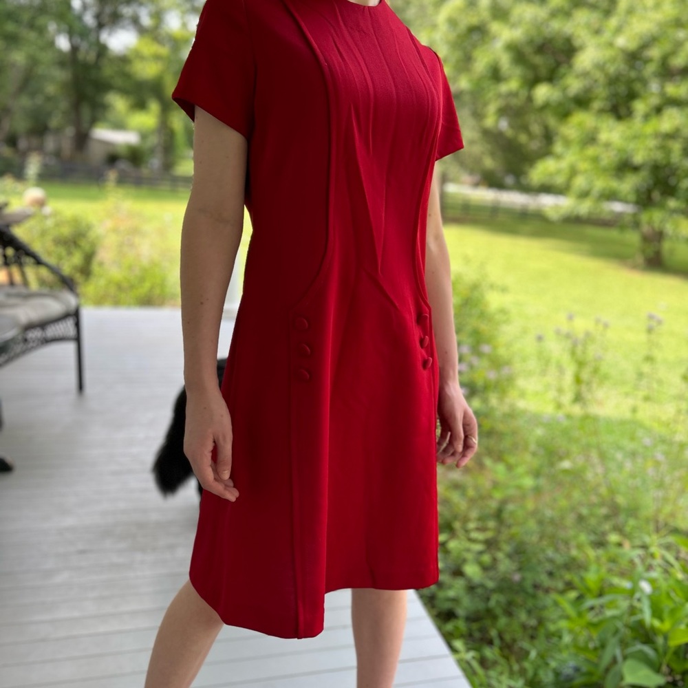 Vintage 1960s-70s Red Shift Dress Size 2/4